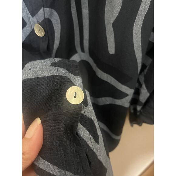 Meo Meli Women’s One Size Blue Linen Midi Maxi Button Up Roll Tab Shirt Dress - Picture 7 of 9